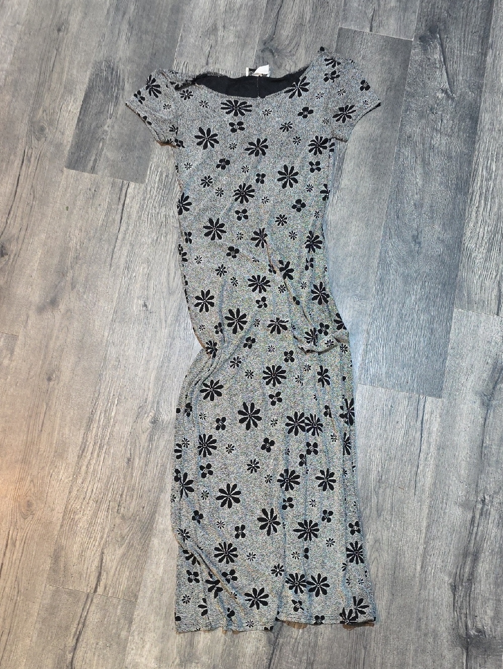 Vintage Michael Carrie Floral Y2k 1999 Maxi Dress with Black Floral Pattern